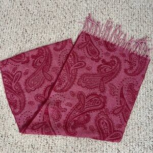 Cejon Made in Italy scarf With Fringe Pink paisley 56 X 11 inches